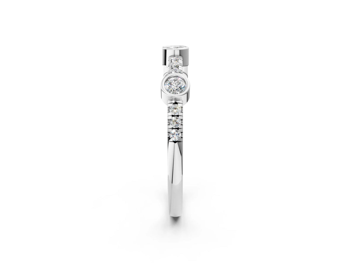 Silver Bezel Set Round Diamond Pavé Band_14