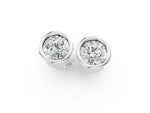 Silver Bezel Set Round Diamond Stud Earrings with Push Back_7