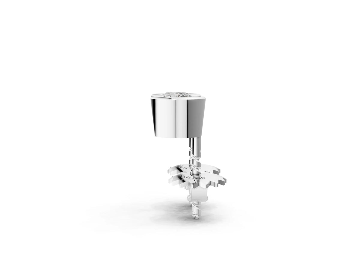 Silver Bezel Set Round Diamond Stud Earrings with Push Back_8