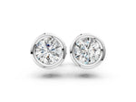 Silver Bezel Set Round Diamond Stud Earrings_6