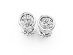 Silver Bezel Set Round Diamond Stud Earrings_7