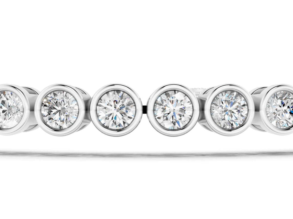 Silver Bezel Set Round Diamond Tennis Bracelet with Box Clasp_5