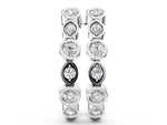 Silver Bezel-Set Round and Marquise Diamond Hoop Earrings_2