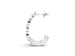 Silver Bezel-Set Round and Marquise Diamond Hoop Earrings_3