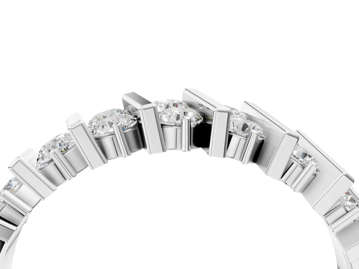 Silver Channel Set Round Diamond Anniversary Band with Vertical Prongs_16
