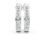 Silver Channel-Set Round Diamond Hoop Earrings in White Gold_2