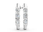 Silver Channel Set Round Diamond Hoop Earrings with Claw Prong Setting_4
