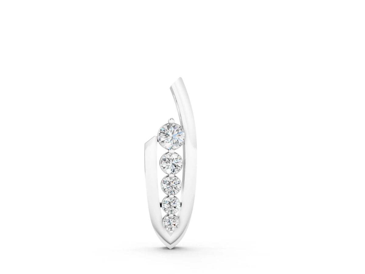 Silver Channel Set Round Diamond Pendant with Bar Prong Setting_2