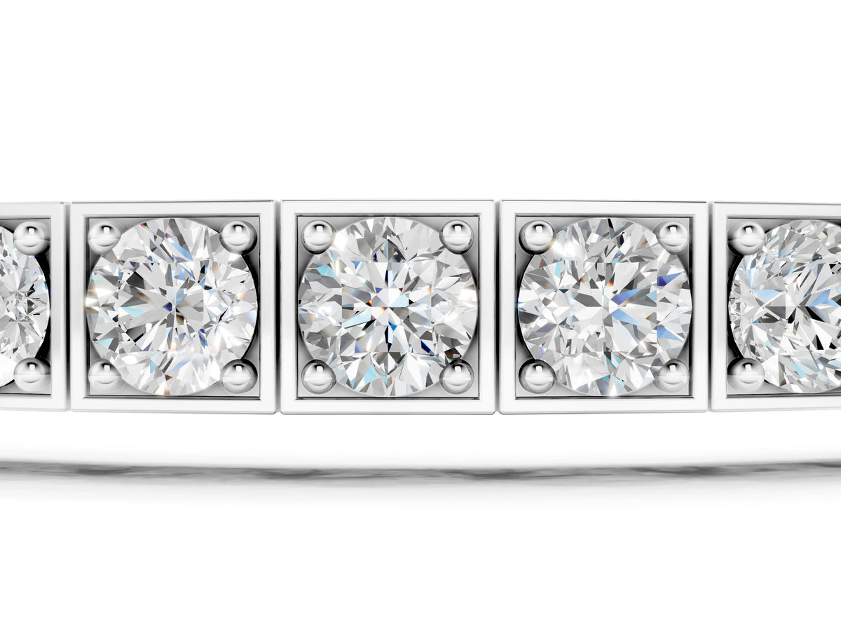 Silver Channel Set Round Diamond Tennis Bracelet with Four-Prong Setting_3