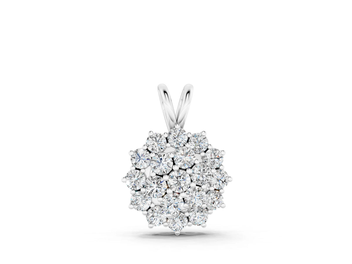 Silver Cluster Round Diamond Prong-Set Pendant_4