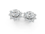 Silver Cluster Round Diamond Stud Earrings with White Gold Band and Four-Prong Setting_7