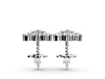 Silver Cluster Round Diamond Stud Earrings_2