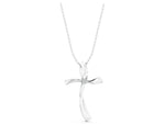 Silver Curved Cross Pendant with Round Diamond in Bezel Setting_5