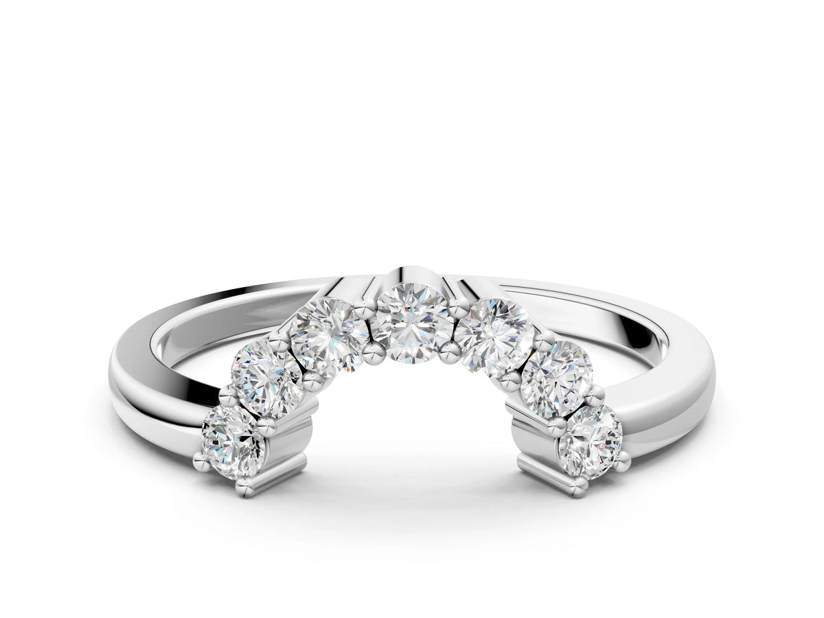 Silver Curved Round Diamond Pave Band with Prong Setting_12