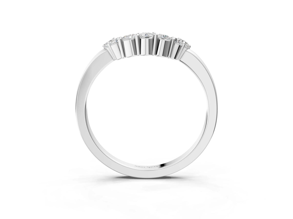 Silver Curved Round Diamond Pave Band with Prong Setting_15
