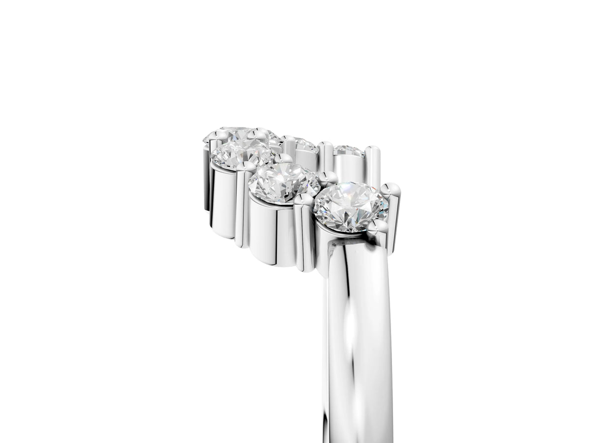 Silver Curved Round Diamond Pave Band with Prong Setting_17