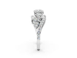 Silver Cushion Cut Diamond Halo Ring with Marquise and Pavé Band in Prong Setting_14