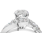 Silver Cushion Cut Diamond Halo Ring with Marquise and Pavé Band in Prong Setting_16