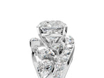 Silver Cushion Cut Diamond Halo Ring with Marquise and Pavé Band in Prong Setting_17