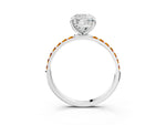 Silver Cushion Cut Diamond Solitaire Ring with Round Citrine Pavé Band and Prong Setting_15