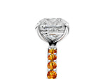 Silver Cushion Cut Diamond Solitaire Ring with Round Citrine Pavé Band and Prong Setting_17
