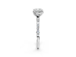 Silver Cushion Cut Diamond Solitaire Ring with Round Moissanite Pavé Band and Prong Setting_14