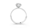 Silver Cushion Cut Diamond Solitaire Ring with Round Moissanite Pavé Band and Prong Setting_15