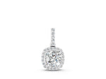 Silver Cushion Halo Diamond Pendant with Prong Setting_2
