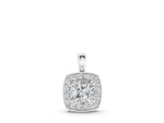 Silver Cushion Halo Pendant with Round Diamond and Four-Prong Setting_2