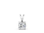 Silver Cushion Solitaire Diamond Prong Pendant_2