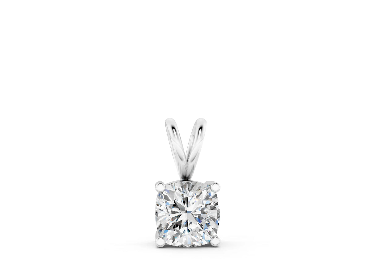 Silver Cushion Solitaire Diamond Prong Pendant_2