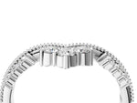 Silver Diamond Chevron Milgrain Band with Round Cut Stones and Prong Setting_16