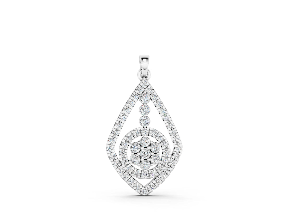 Silver Diamond Halo Pendant with Pavé Setting_2