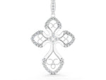 Silver Diamond Pavé Round Milgrain Cross Pendant_2