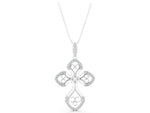 Silver Diamond Pavé Round Milgrain Cross Pendant_3