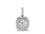 Silver Double Halo Round Diamond Pendant with Pavé Setting and Prong Setting_2