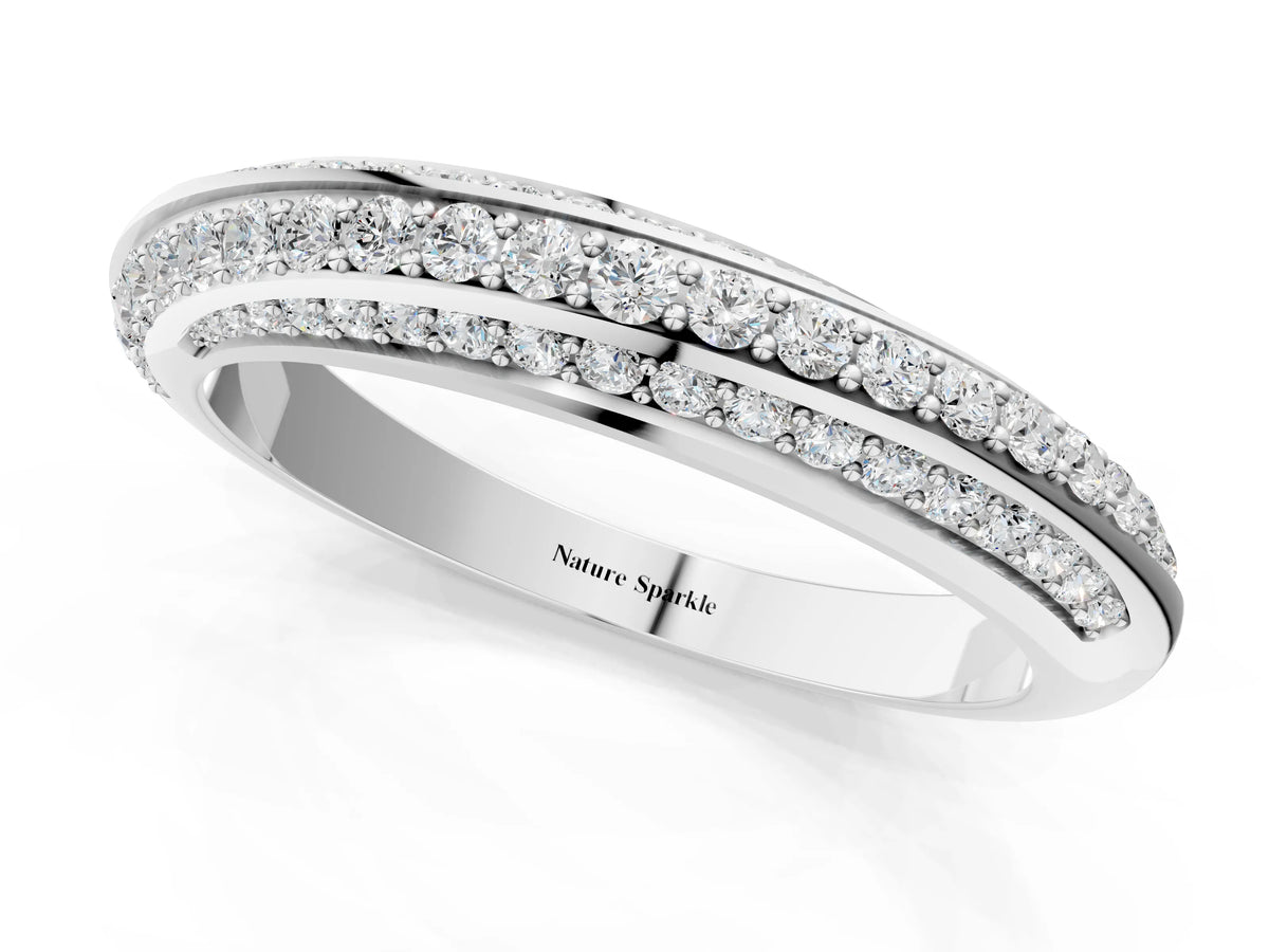 Silver Double Row Pavé Round Diamond Channel Set Band_13