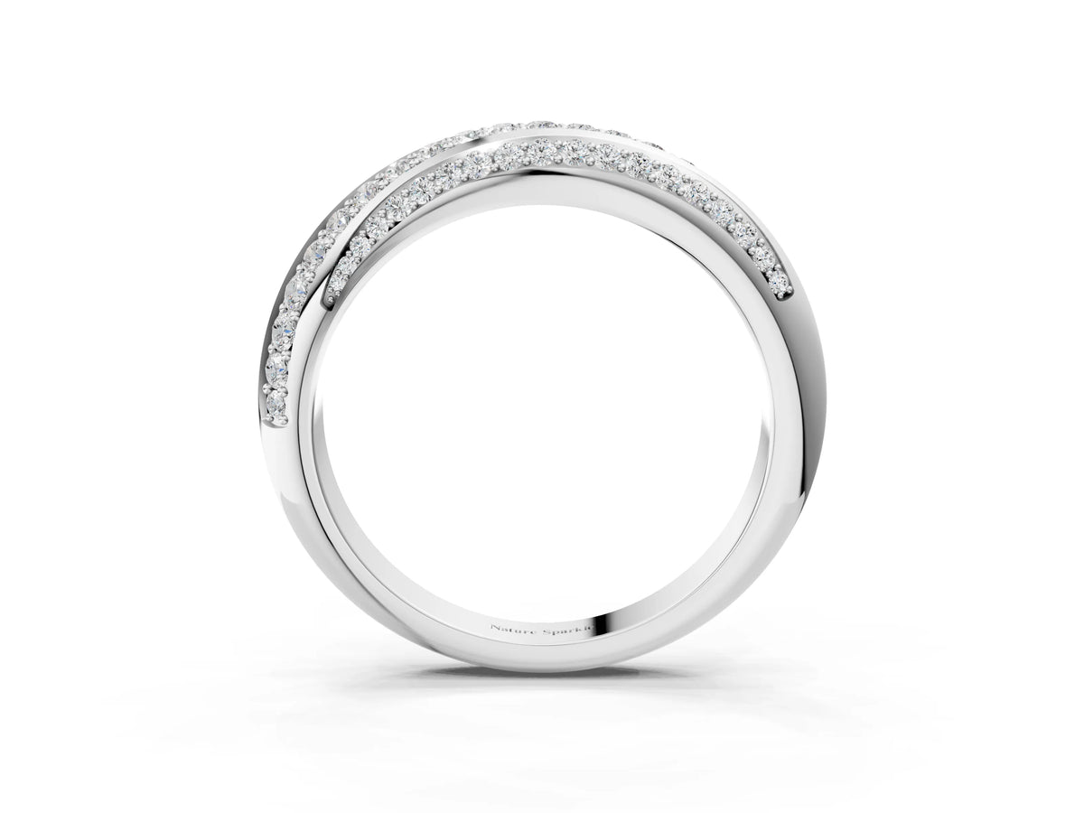 Silver Double Row Pavé Round Diamond Channel Set Band_15