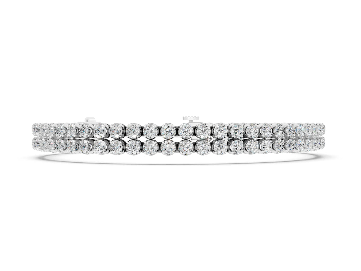 Silver Double Row Round Diamond Tennis Bracelet with Prong Setting_4