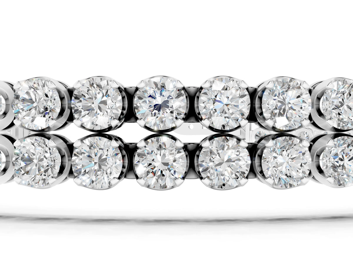 Silver Double Row Round Diamond Tennis Bracelet with Prong Setting_5