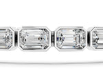 Silver East-West Emerald Cut Diamond Tennis Bracelet with Bezel Setting_3