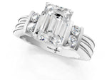 Silver Emerald Cut Cut Three-Stone Channel Set Ring with Bar Prongs_13