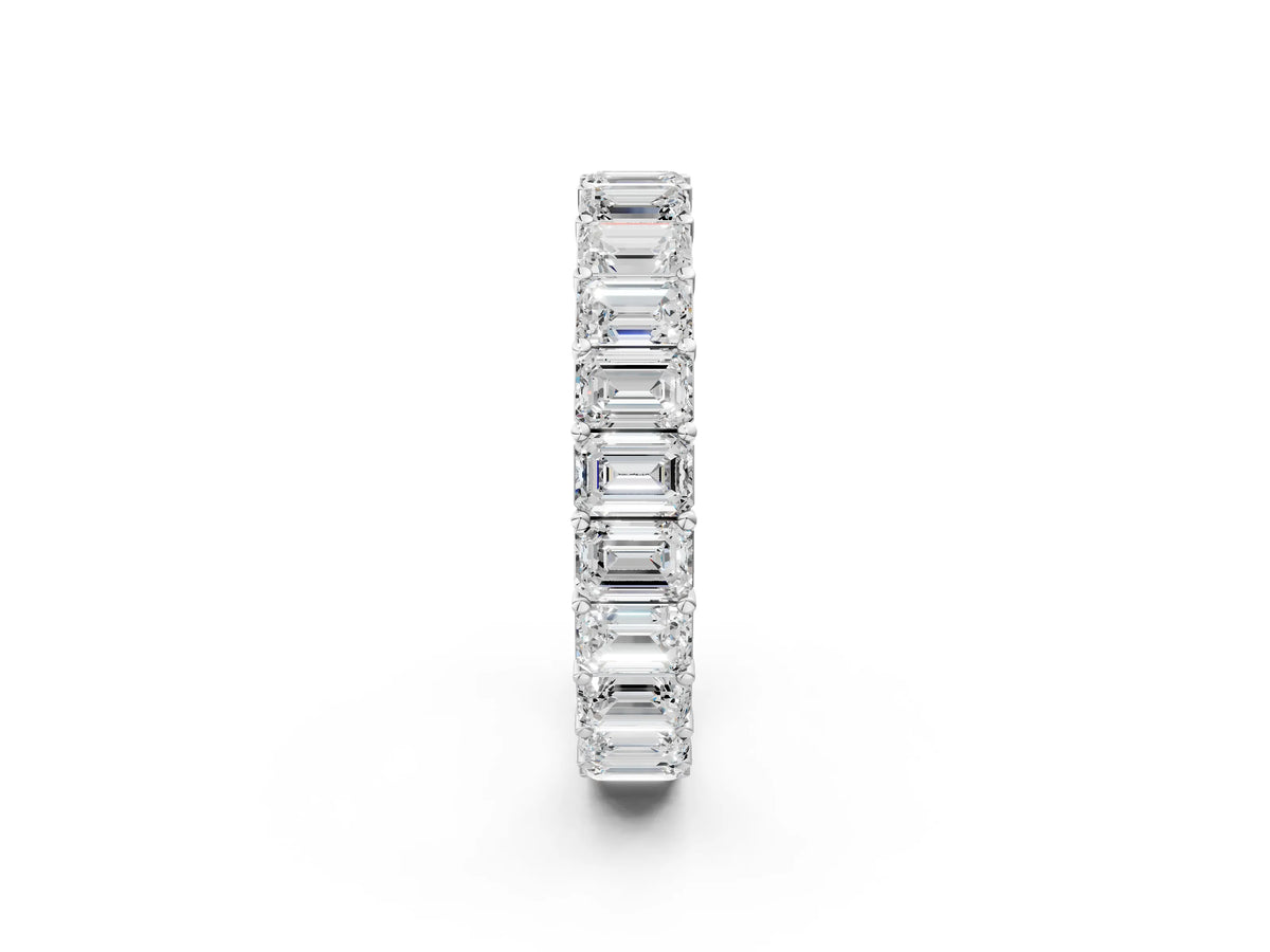Silver Emerald Cut Diamond Eternity Band with Shared Prong Setting_14