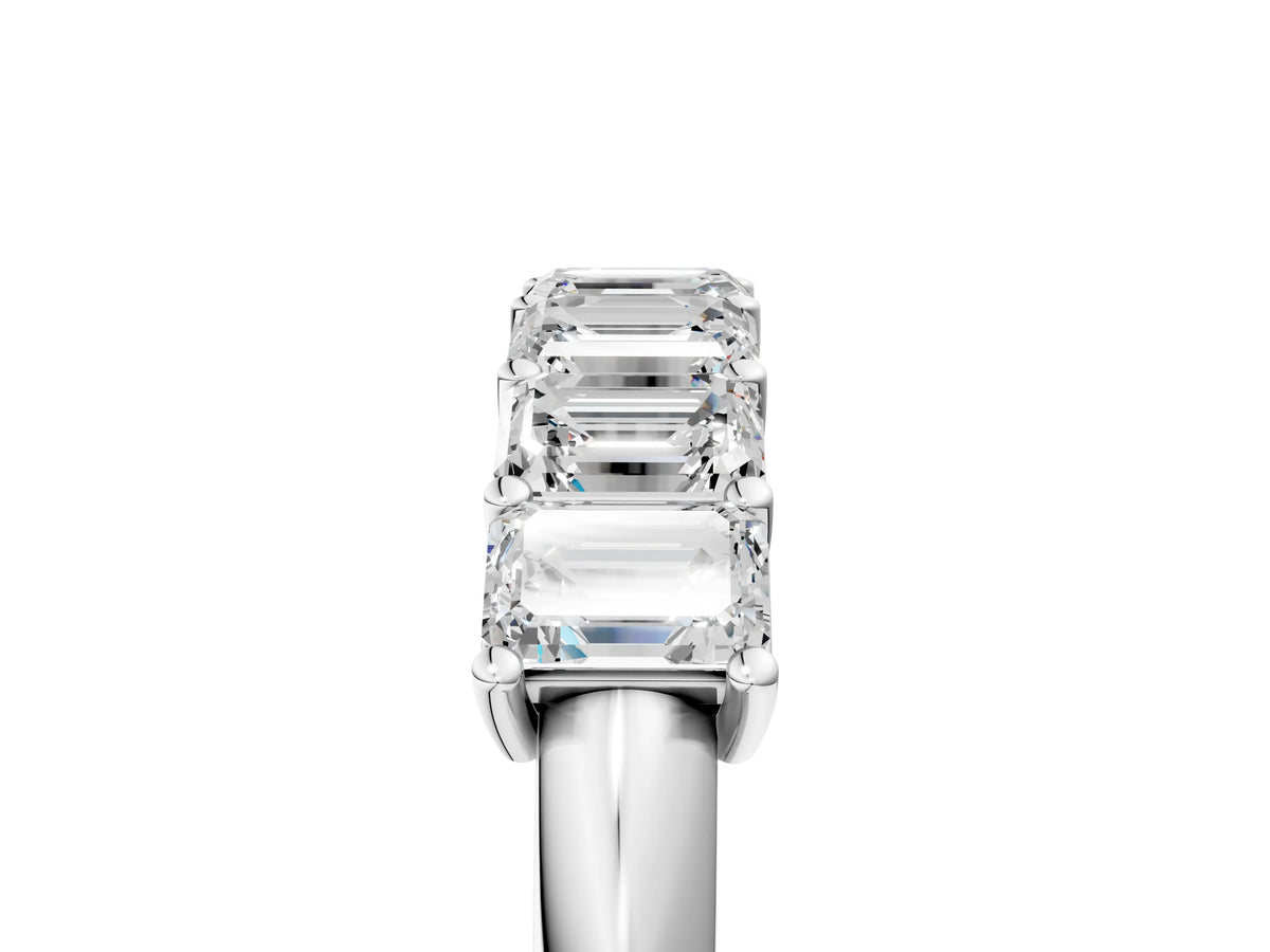 Silver Emerald Cut Diamond Prong-Set Half Eternity Band_11
