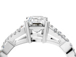 Silver Emerald Cut Diamond Solitaire Ring with Four-Prong Setting and Twisted Pavé Band_10