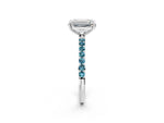 Silver Emerald Cut Diamond Solitaire Ring with Round Blue Topaz Pavé Band and Prong Setting_8