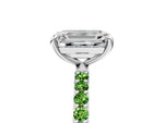 Silver Emerald Cut Diamond Solitaire Ring with Round Peridot Pavé Band and Prong Setting_11