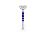 Silver Emerald Cut Diamond Solitaire Ring with Round Tanzanite Pavé Band and Prong Setting_8