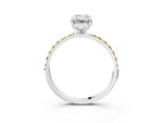 Silver Emerald Cut Diamond Solitaire Ring with Round Yellow Sapphire Pavé Band and Prong Setting_9