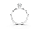 Silver Emerald Cut Diamond Solitaire Twisted Band with Round Accents and Prong Setting_15